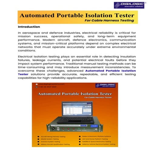 Automated Portable Isolation Tester for Cable Harness Testing | PDF