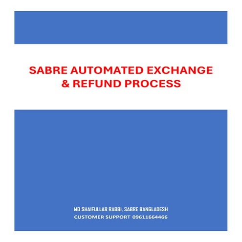 SABRE GDS Automated Reissue and Refund Process By Md Shaifullar Rabbi