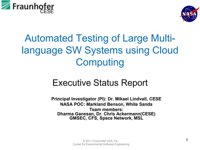 Automated Testing of NASA Software