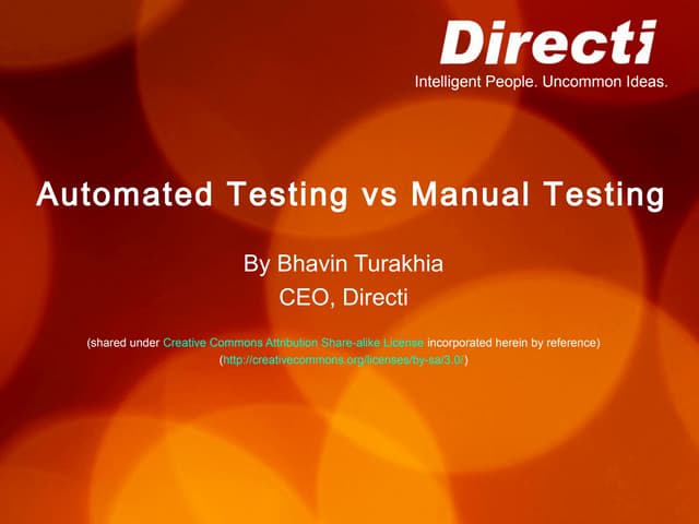 Automated testing vs manual testing