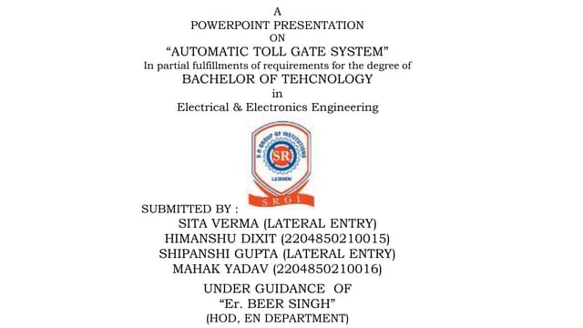 Mini Project presentation on Automated toll collection system Circuit Diagram