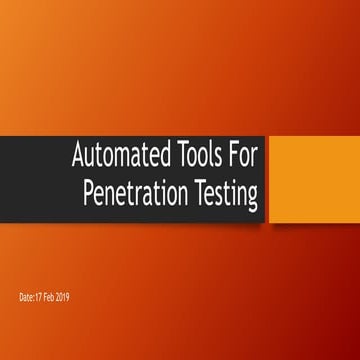Automated tools for penetration testing