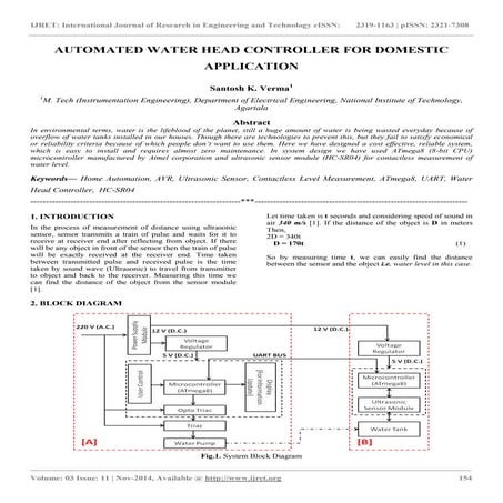 Automated water head controller for domestic application