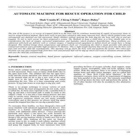 Automate machine for rescue operation for child