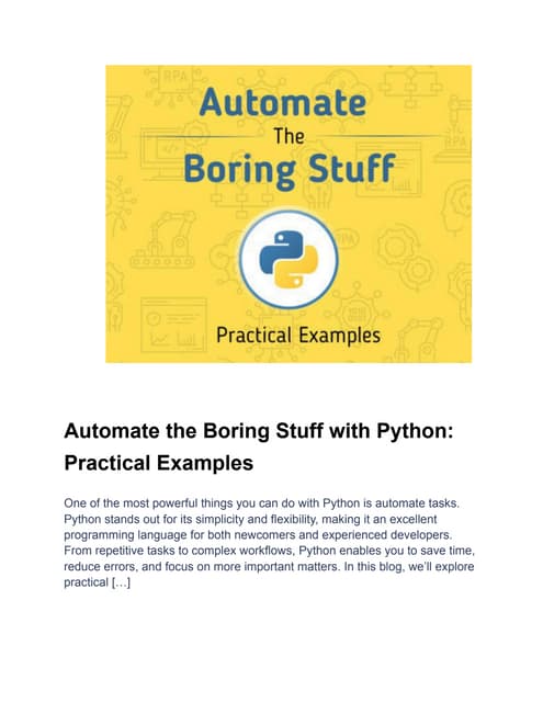Automate the Boring Stuff with Python: Practical Examples | PDF