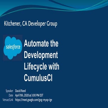 Automate the development lifecycle with cumulus ci on april 9th, 2020