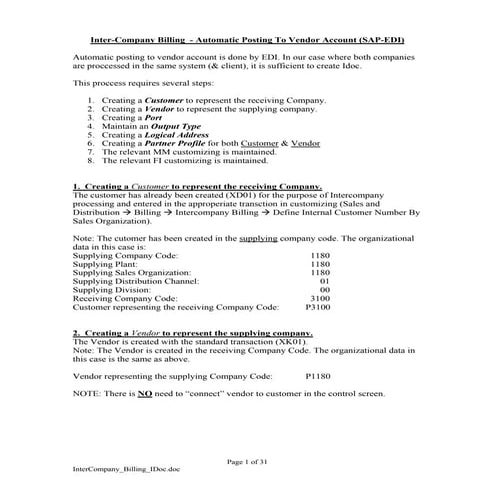 Automatic posting-to-vendor-account