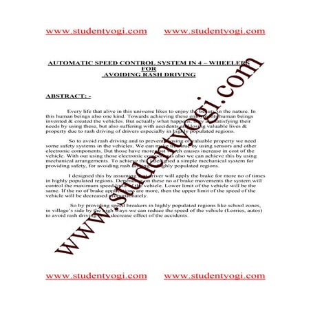 Automatic Speed Control System Paper Presentation