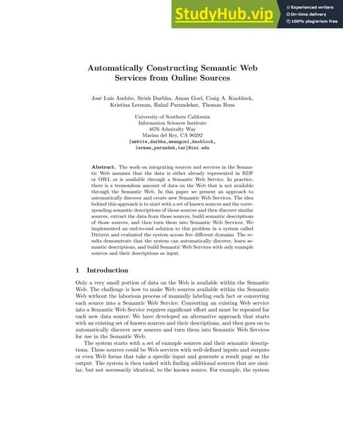 Automatically Constructing Semantic Web Services From Online Sources