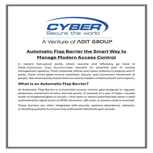 Automatic flap barrier boom barrie r | PDF