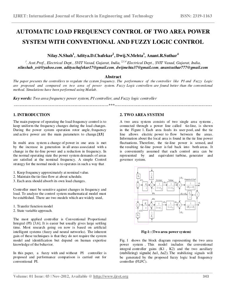 Automatic load frequency control of two area power system with conven…