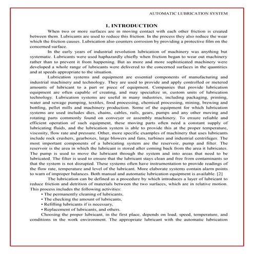 Comparative Study of Manual Lubrication and Automatic Lubrication | PDF
