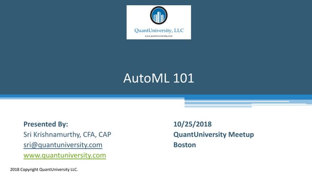 Automatic machine learning (AutoML) 101