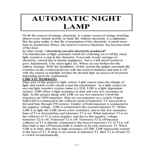 Automatic night lamp