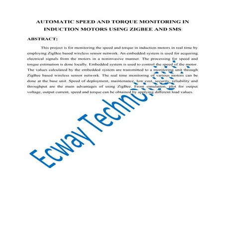 Automatic speed and torque monitoring in induction motors using zigbee and sms