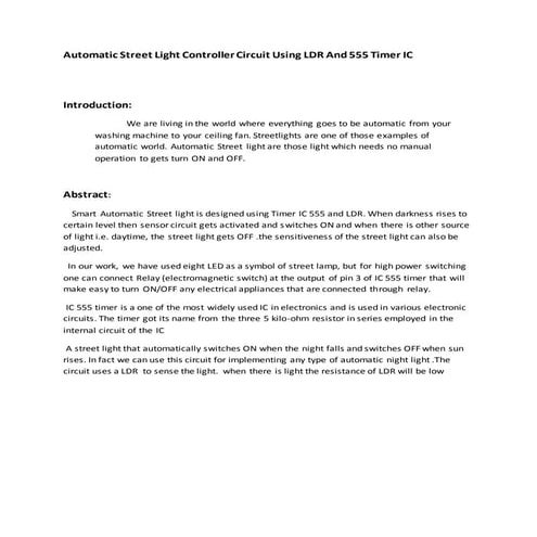 Automatic street light controller