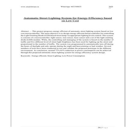 Automatic street lighting system for energy efficiency based on low ...