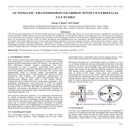 Automatic transmission gearbox with centrifugal clutches