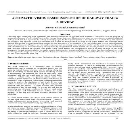 Automatic vision based inspection of railway track