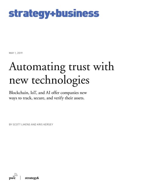 Automating trust with new technologies