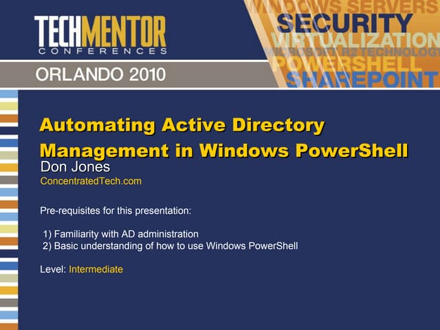 Automating Active Directory mgmt in PowerShell