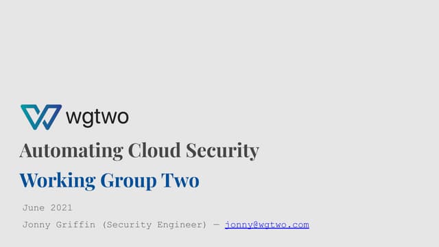 Automating cloud security - Jonny Griffin