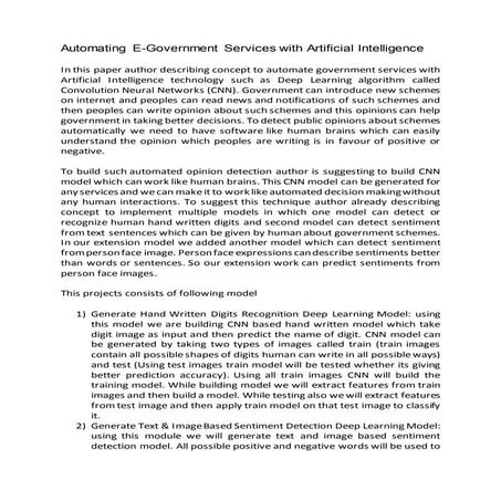 Automating e government using ai