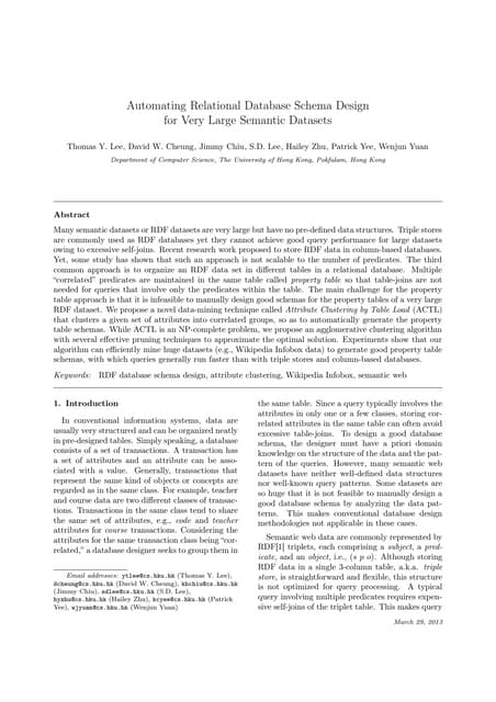 Automating Relational Database Schema Design for Very Large Semantic Datasets