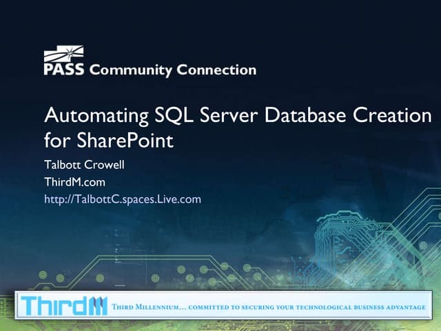 Automating SQL Server Database Creation for SharePoint