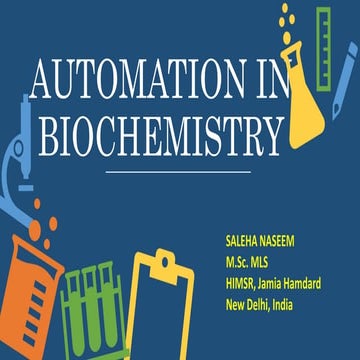 Automation in Biochemistry (Autoanalyzers)