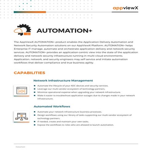 AppViewX Automation+ brochure