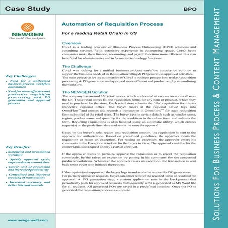 Automation of requisition process for a leading retail chain in us