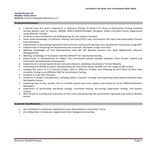 Automation test lead