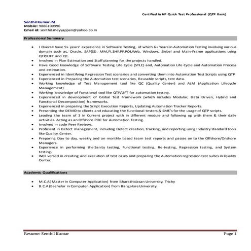 Automation test lead