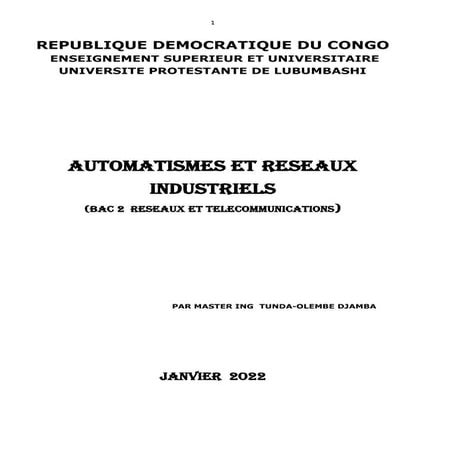 TUNDA OLEMBE DJAMBA,  AUTOMATISME ET RESEAUX INDUSTRIELS.