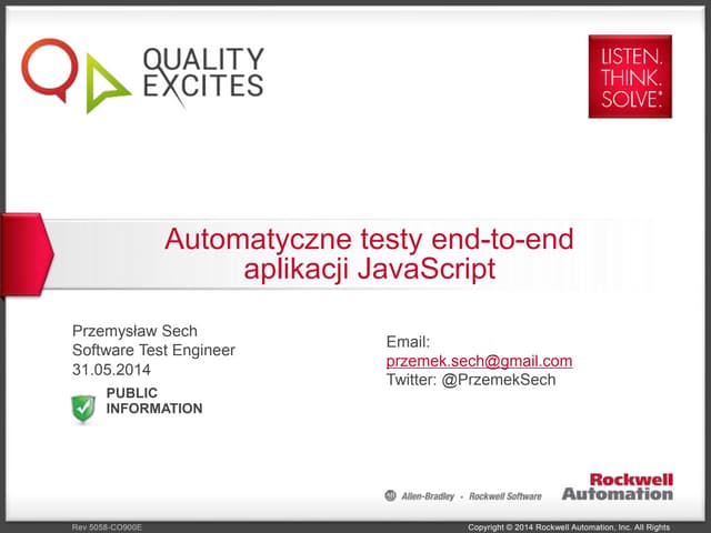 Automatyczne testy end-to-end aplikacji JavaScript.