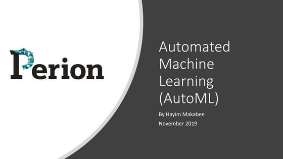 Automated Machine Learning (Auto ML)