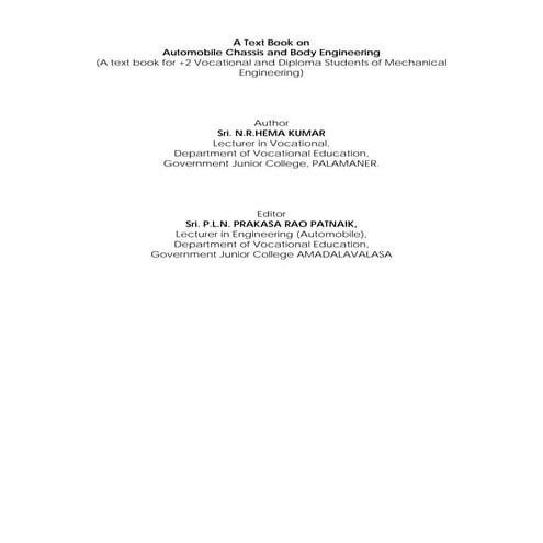 AUTOMONBILE CHASSIS & BODY  ENGINEERING 