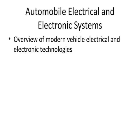 Automotive Systems course (Module 00) - automotive systems overview | PDF