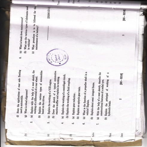 Auto mobile engg 2006 07 page ii | PDF