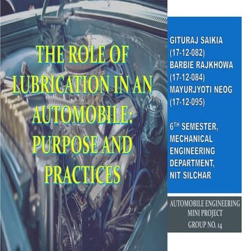 Role of lubrication in Automobile