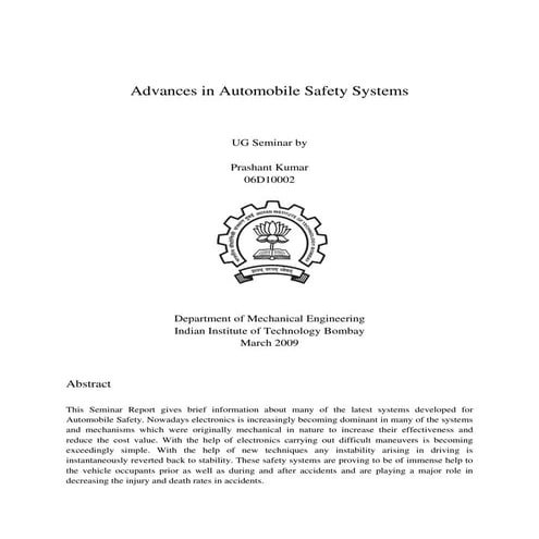 Advances in Automobile Safety Systems - Prashant Kumar
