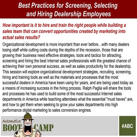 Automotive boot camp 2012 recruit screen hire