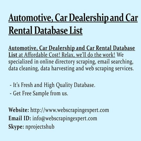 Automotive, Car Dealership and Car Rental Database List