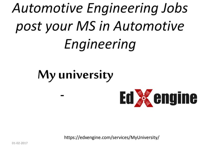 MS in Automotive Engineering and it's Jobs