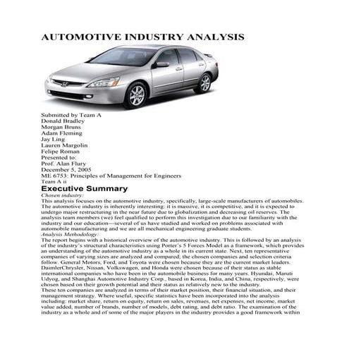 Automotive industry analysis