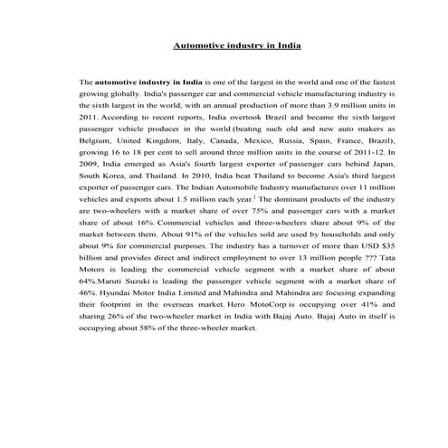 Automotive industry in india pdf