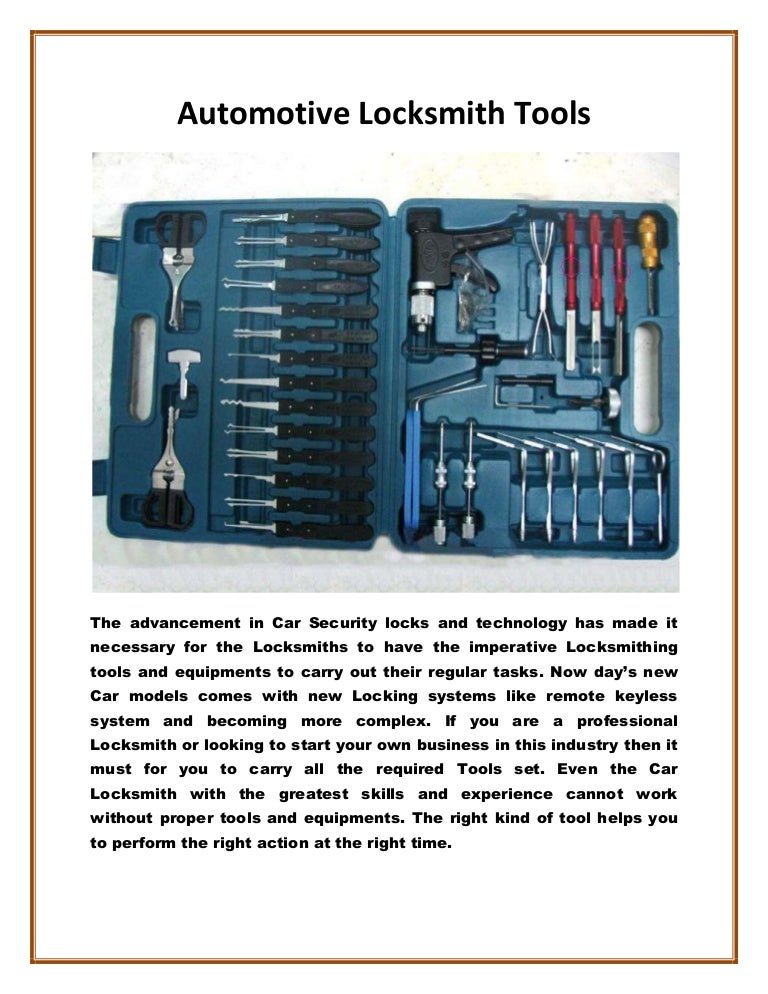 Automotive locksmith tools