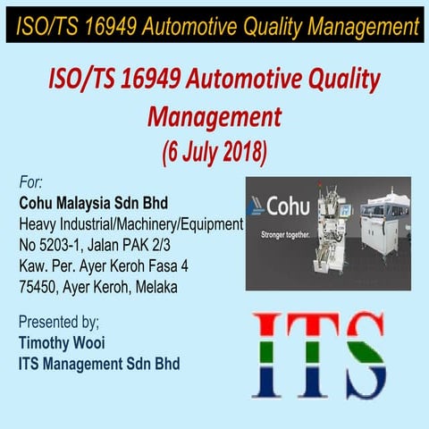 ISO/TS 16949 Automotive Quality Management