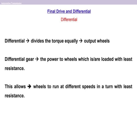 final drive and differential